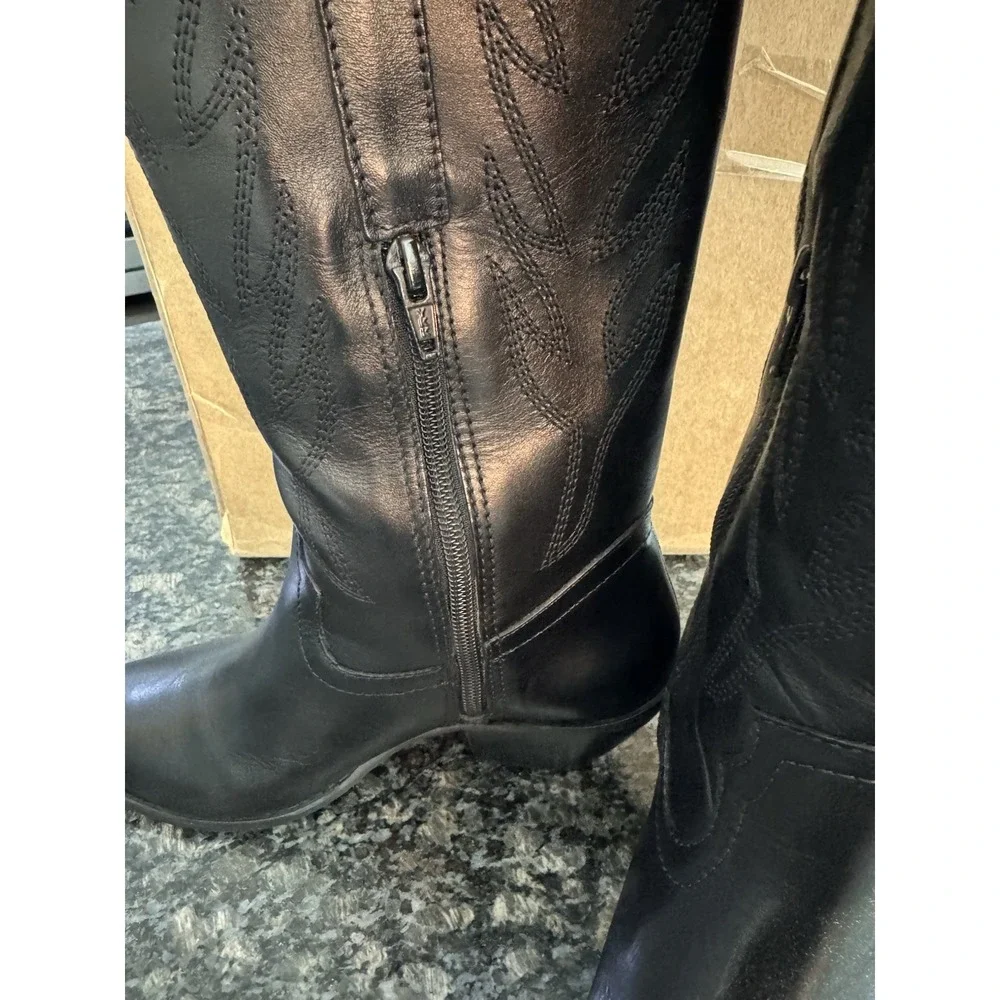 Matisse coconuts‎ Agency Black Cowgirl Boot Black Leather Size 7. NWB
